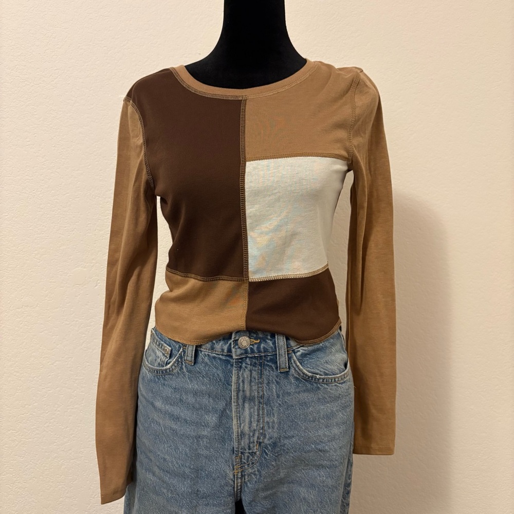 Brown patchwork long sleeve